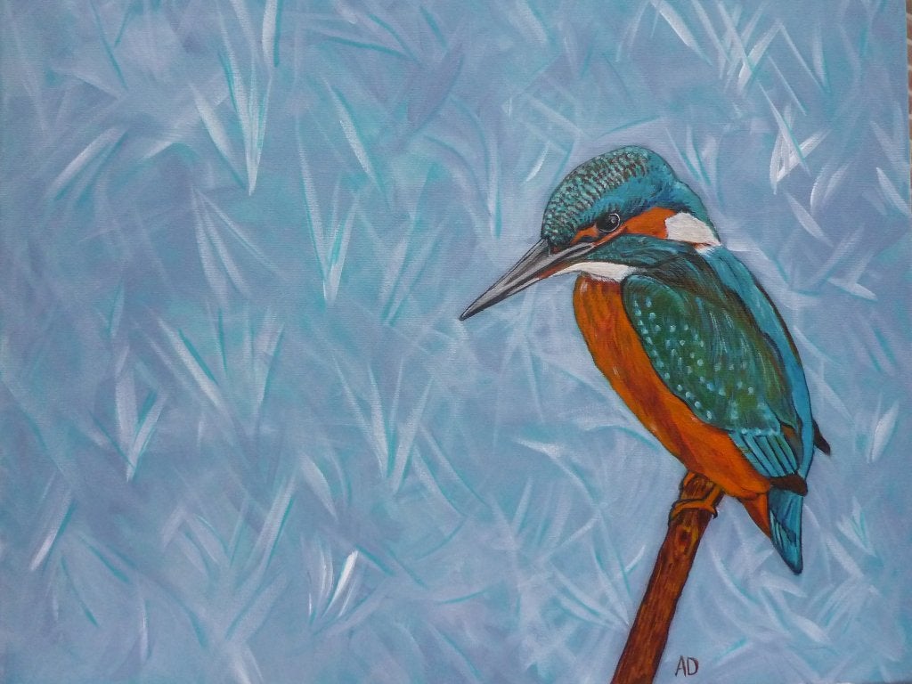 IJsvogel, Acrylverf, Handgeschilderd, Ophalen of Verzenden, Dieren