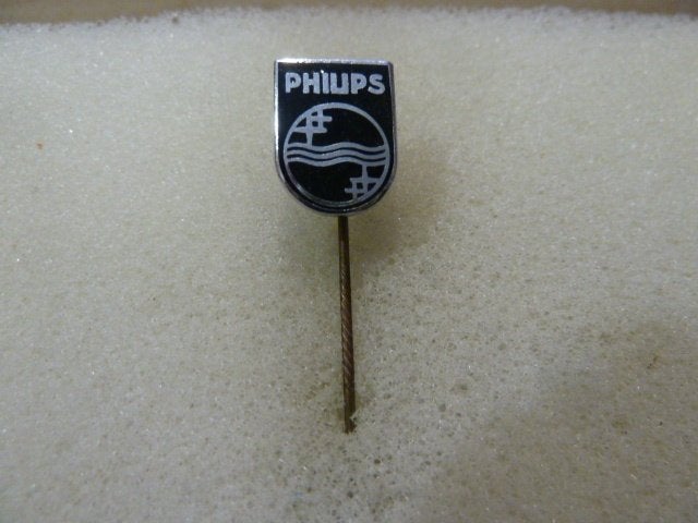 Vintage Philips Speldje - Zwart met Wit Logo, Ophalen of Verzenden, Gebruikt, Merk, Speldje of Pin