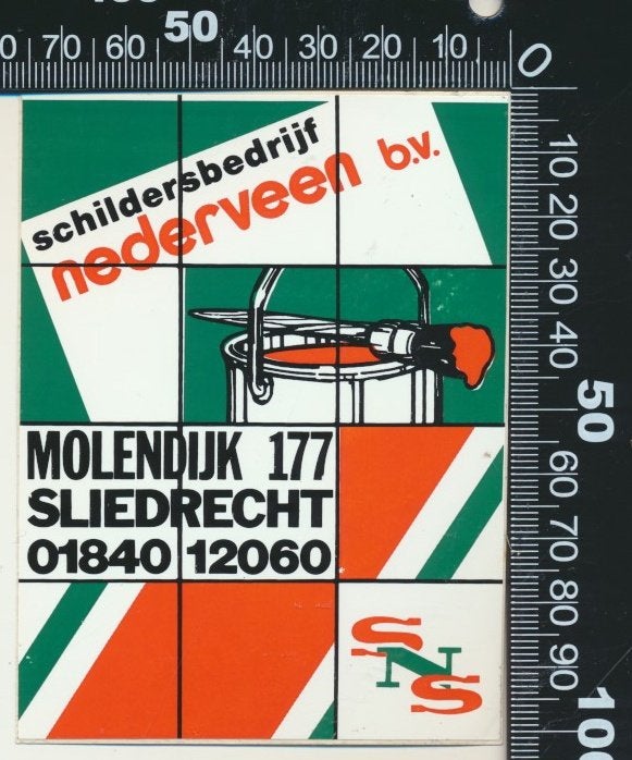 Sticker: Schildersbedrijf Nederveen - Sliedrecht, Ophalen of Verzenden, Zo goed als nieuw, Bedrijf of Vereniging