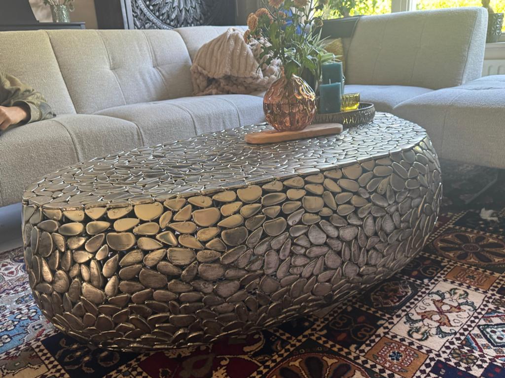 Unieke salontafel, 125x70 cm, zilver, Ophalen, Gebruikt, 100 tot 150 cm, 50 tot 100 cm