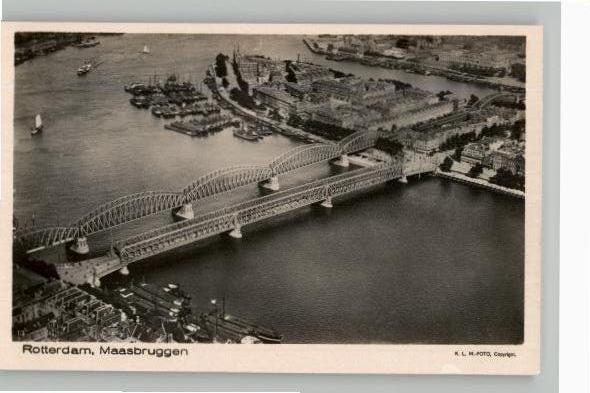 Rotterdam Maasbruggen KLM opname uitg Lammerse vóór 1940