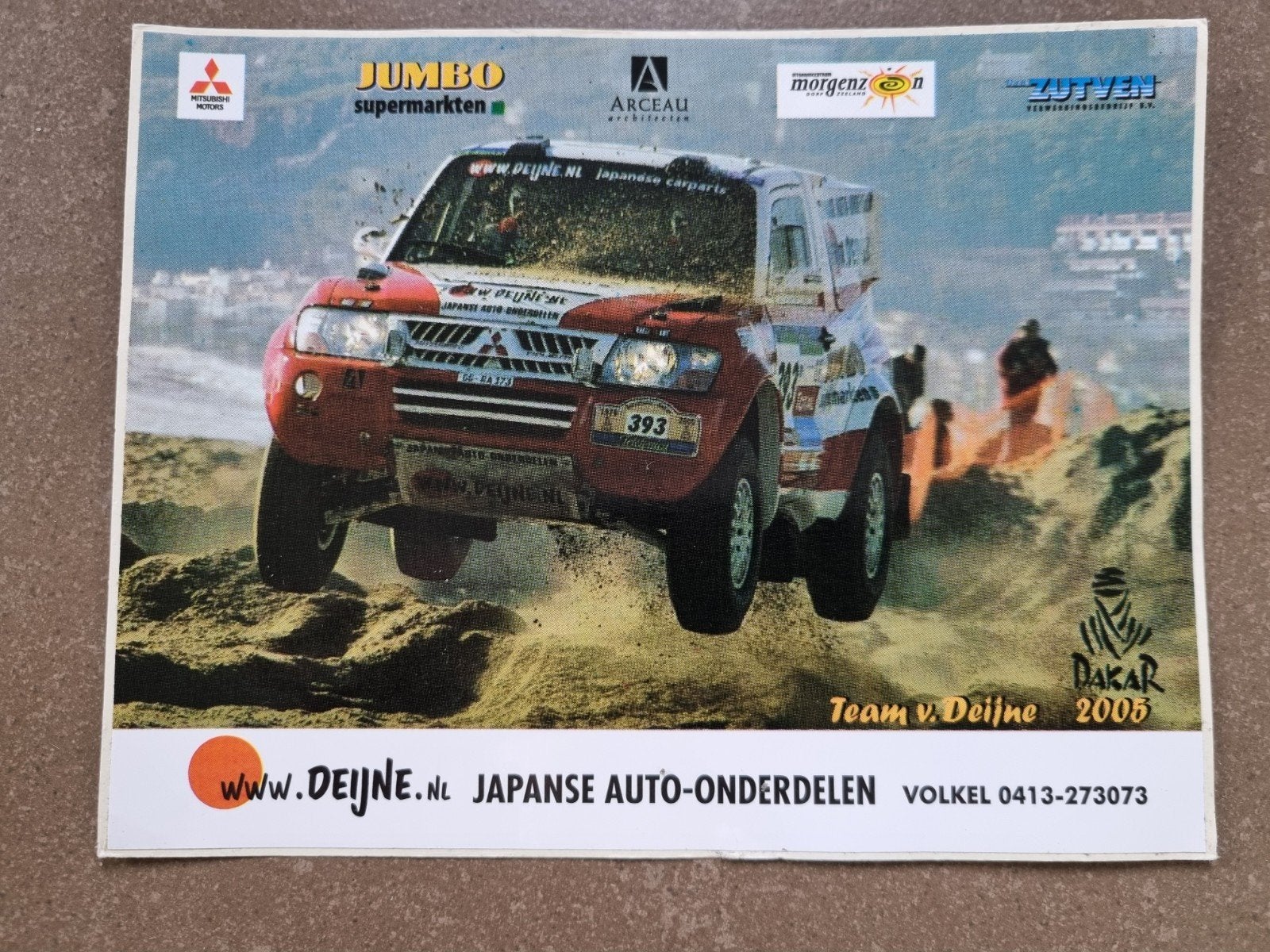 sticker Dakar rally Mitsubishi auto, Ophalen of Verzenden, Zo goed als nieuw, Auto of Motor
