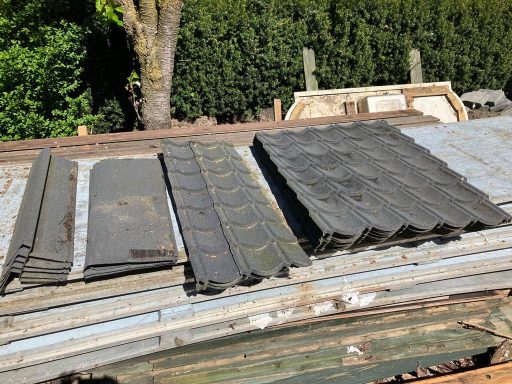Metalen dakplaten dakpan patroon, Gebruikt, Zwart, 15 m² of meer, Metaal