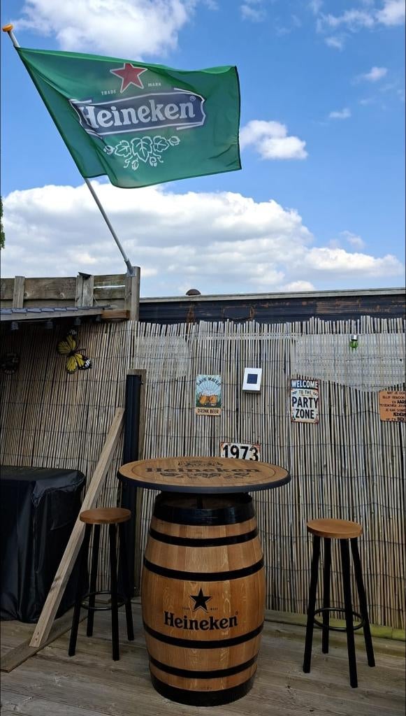 Heineken Bier statafel van wijnvat met 4 seizoenenblad, Ophalen, Nieuw, Reclamebord, Plaat of Schild, Heineken