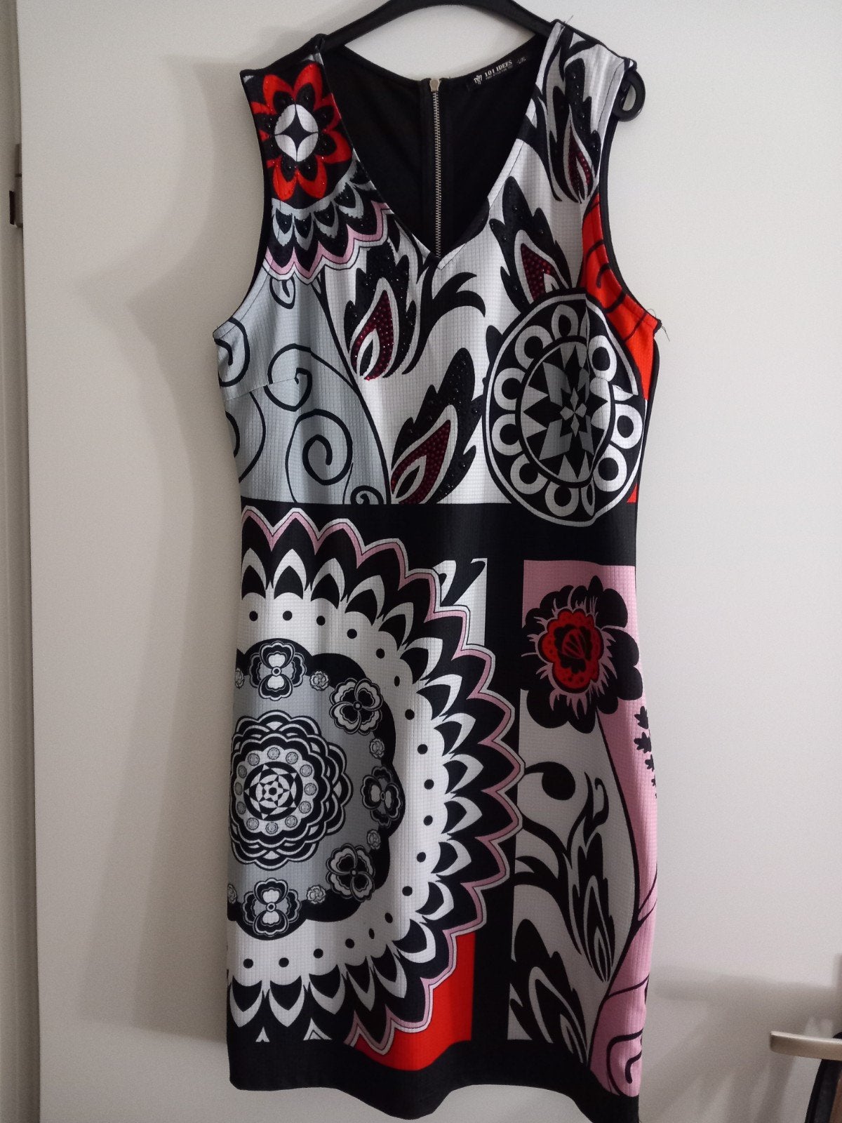 101 Idees Jurk Zwart/Wit met Rode Details - Maat L/XL, Kleding | Dames, Zwart, Maat 42/44 (L), Ophalen of Verzenden, Zo goed als nieuw