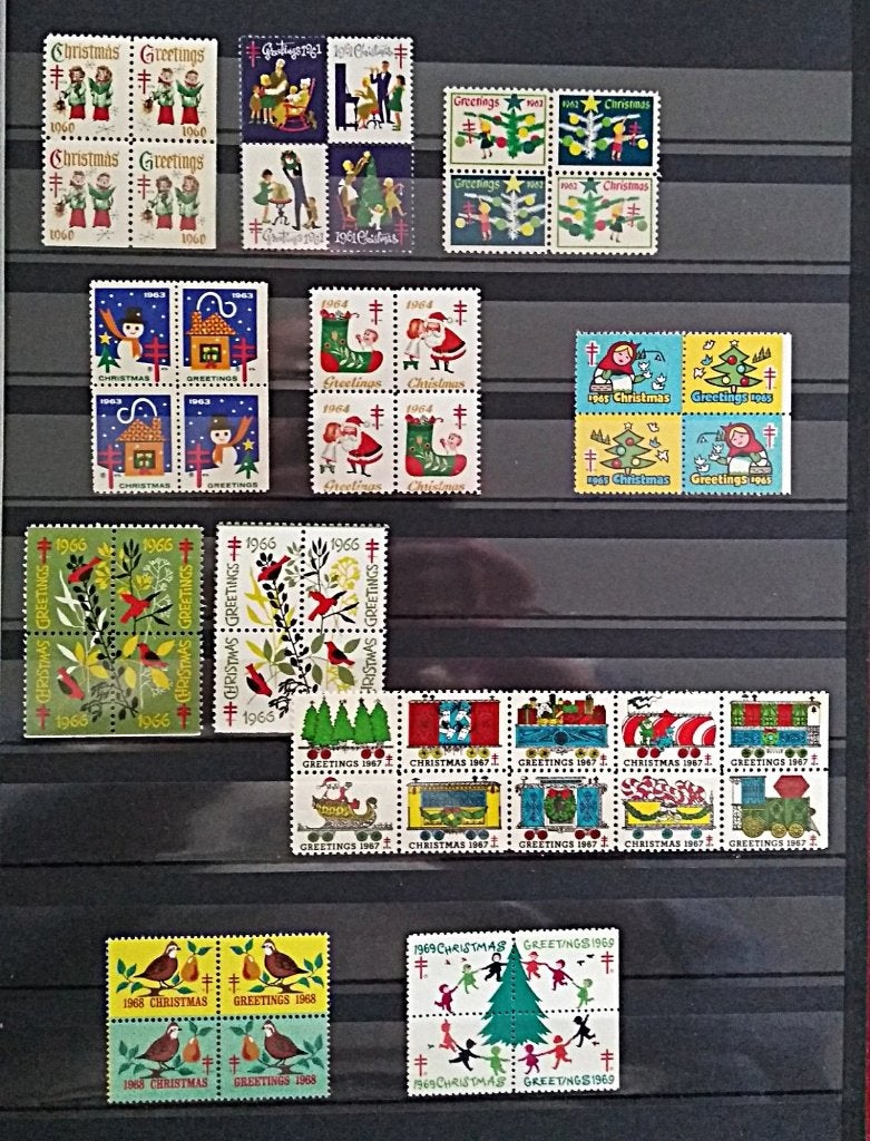 USA : 11x TBC kerst/sluitzegel blokken 1960-1969, Verzenden, Overige thema's