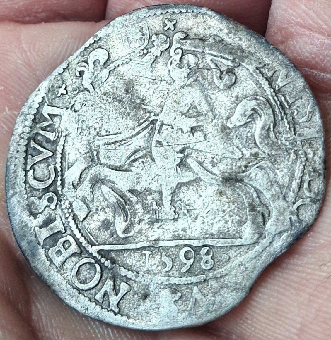 Bodemvondst - snaphaanschelling - 1598 - Friesland - zilver, Postzegels en Munten, Munten | Nederland, Vóór koninkrijk, Zilver