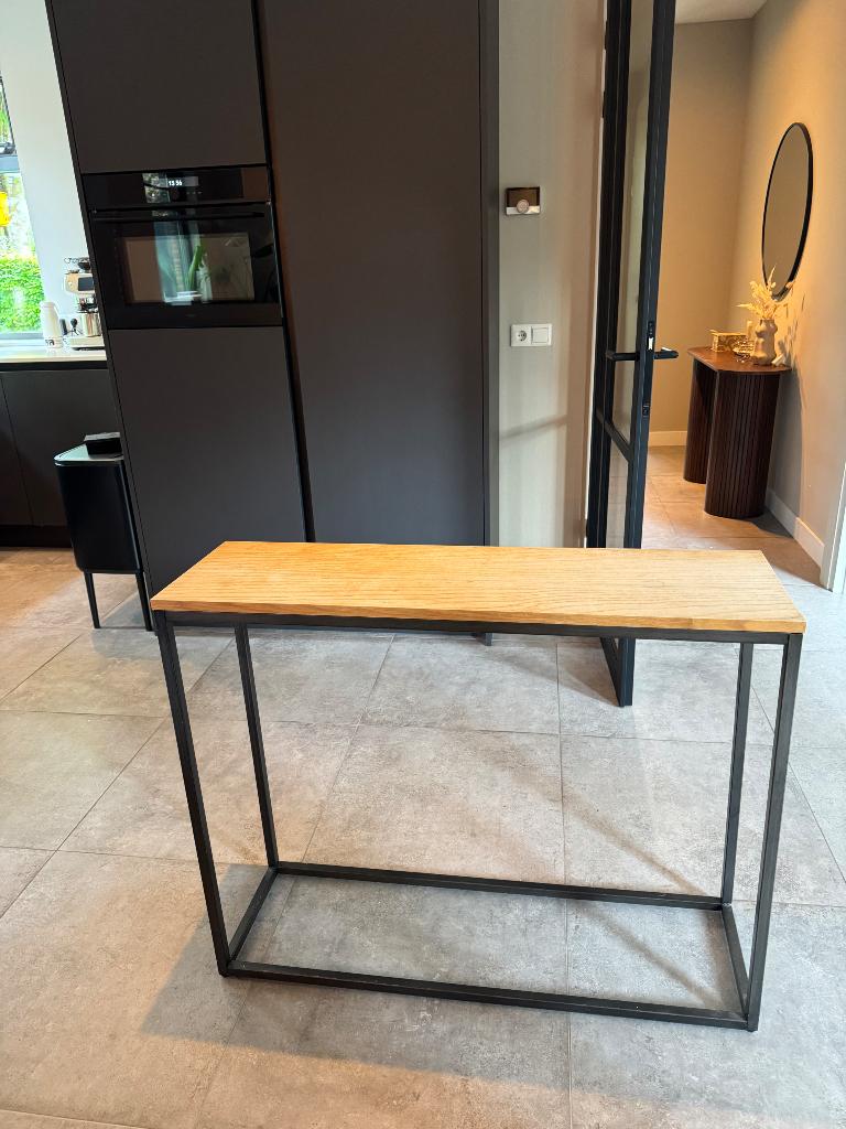 Eikenhouten sidetable, Huis en Inrichting, Tafels | Sidetables, Ophalen, Gebruikt, 100 tot 150 cm, Eikenhout