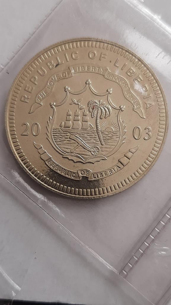 Liberia 5 dollar 2003 "Nieuwe Vaticaanse munten", Postzegels en Munten, Munten | Afrika, Ophalen of Verzenden, Overige landen
