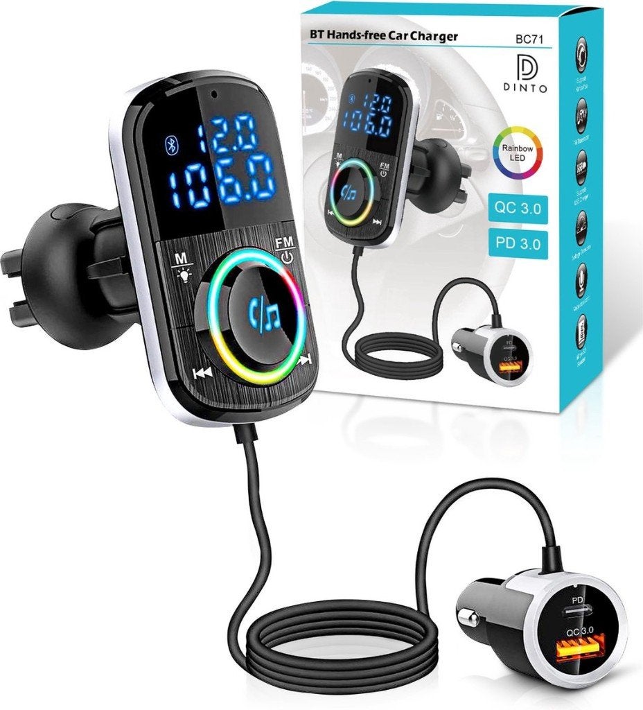 DINTO Bluetooth FM Transmitter BC71, Auto diversen, Ophalen of Verzenden, Zo goed als nieuw