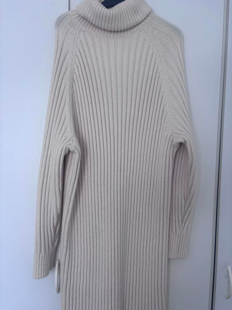 H&M Ribgebreide Coltrui Jurk, Ophalen of Verzenden, Zo goed als nieuw, Maat 46/48 (XL) of groter, Beige