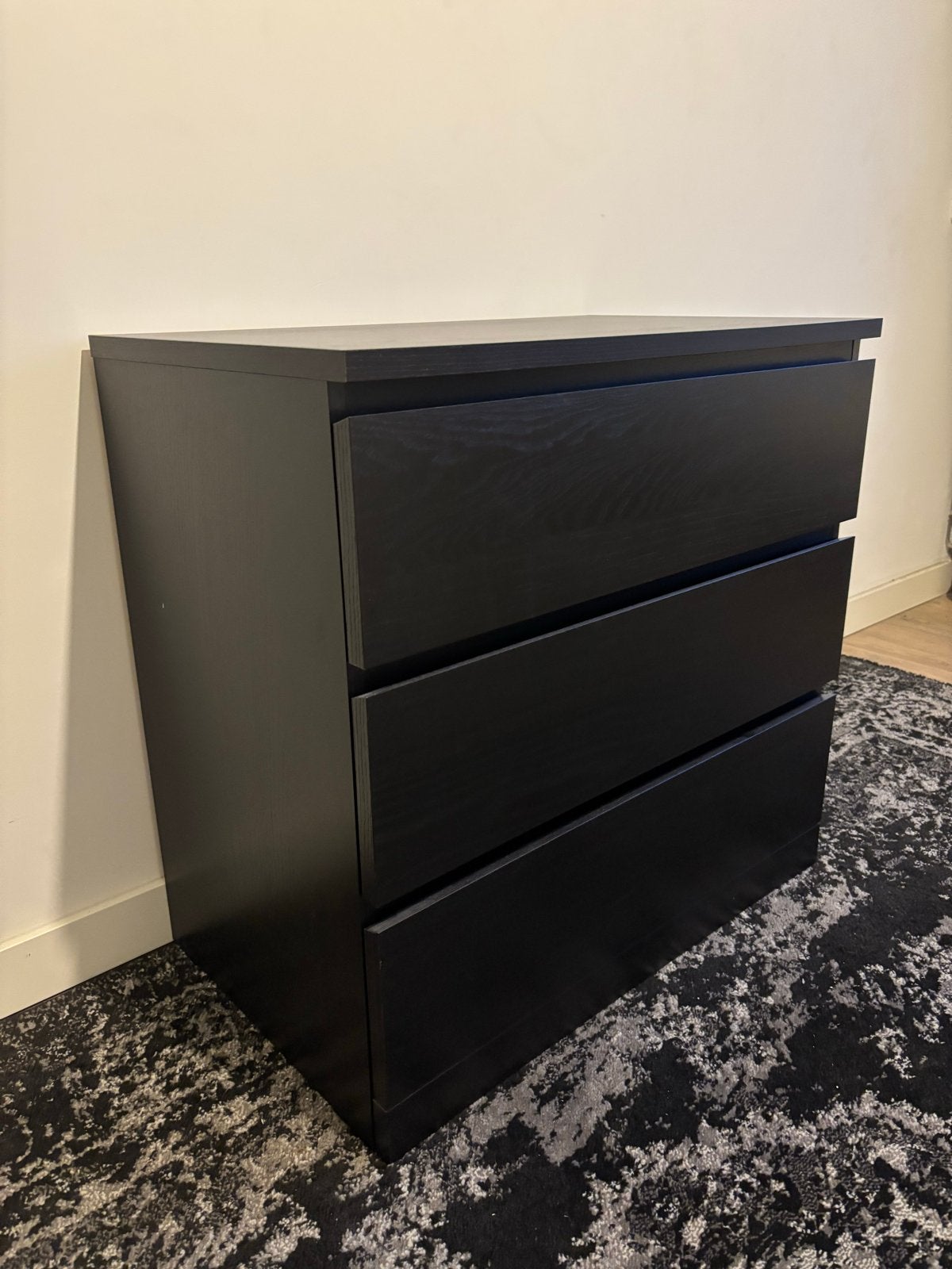 Zwarte IKEA ladekast met 3 laden, Huis en Inrichting, Kasten | Ladekasten, Ophalen, Gebruikt, 50 tot 100 cm, 3 of 4 laden