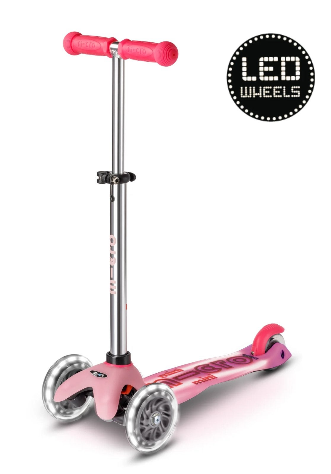 Mini Micro step Deluxe Glow Plus LED step - Frosty Roze, Fietsen en Brommers, Steps, Gebruikt, Gewone step, Ophalen