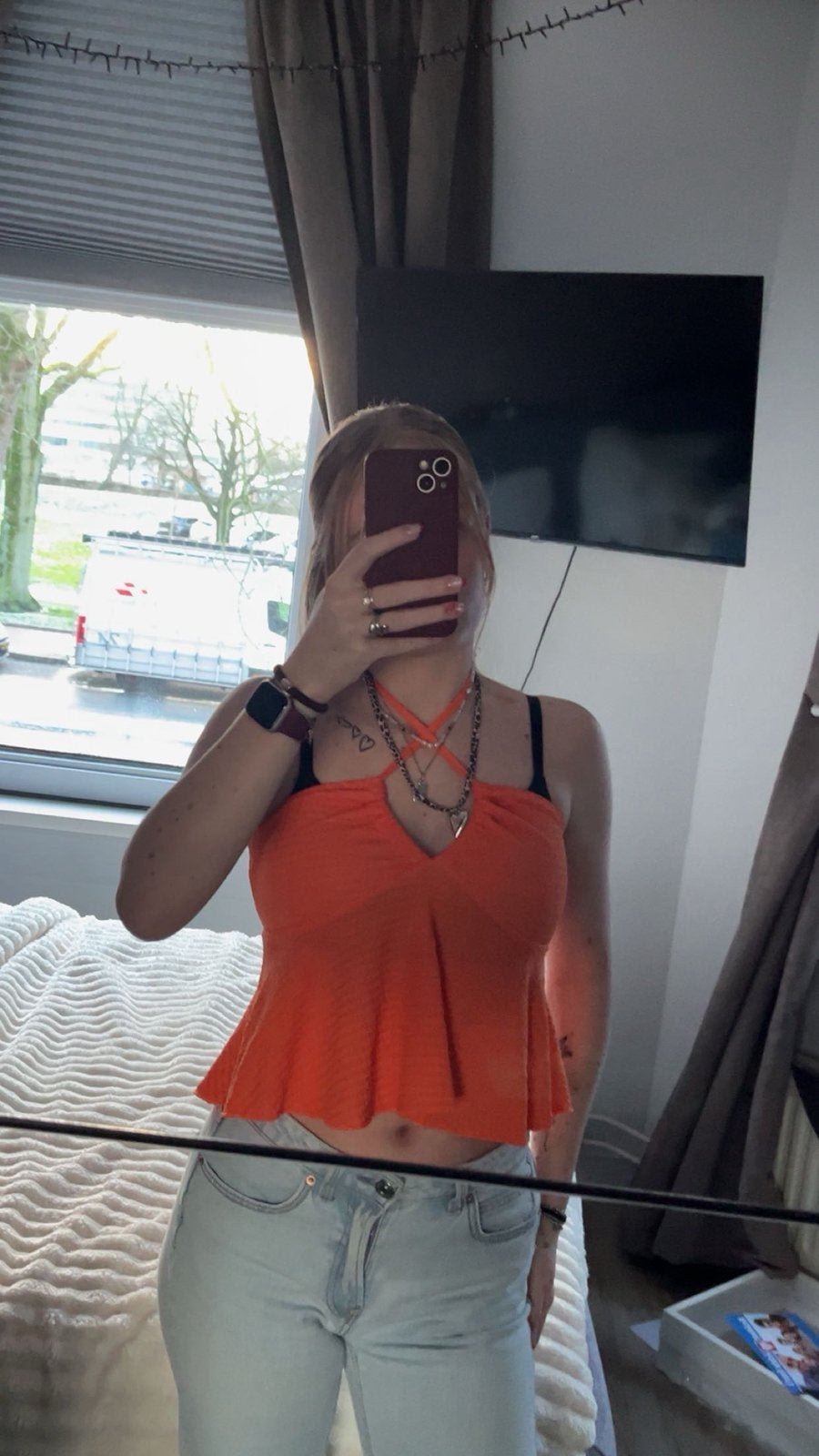 Opvallende Oranje/Koraal Haltertop, Verzenden, Nieuw, Oranje, Maat 36 (S)