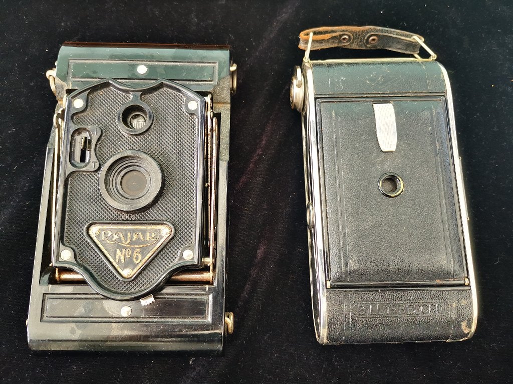 2 oude Agfa Billy Rajar Bakeliet Vouwcamera camera Art Deco, Ophalen of Verzenden, Gebruikt, Compact, Overige Merken