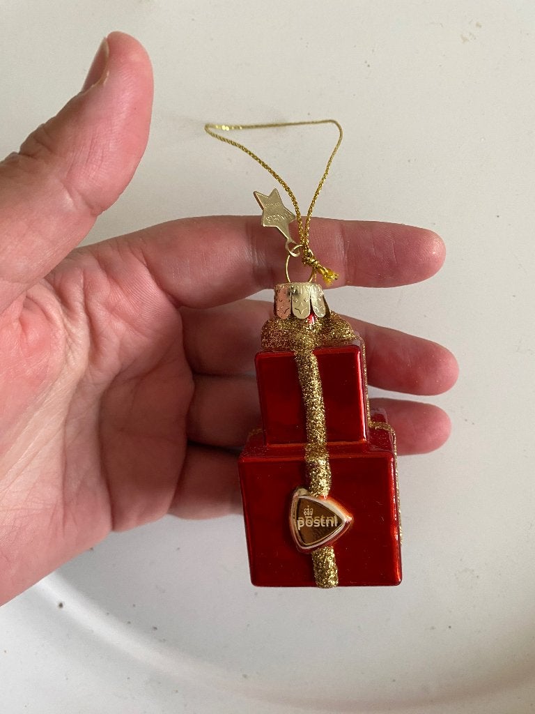 Vondels Kerst ornament Glas Rode kadootjes zgan, Ophalen of Verzenden, Zo goed als nieuw