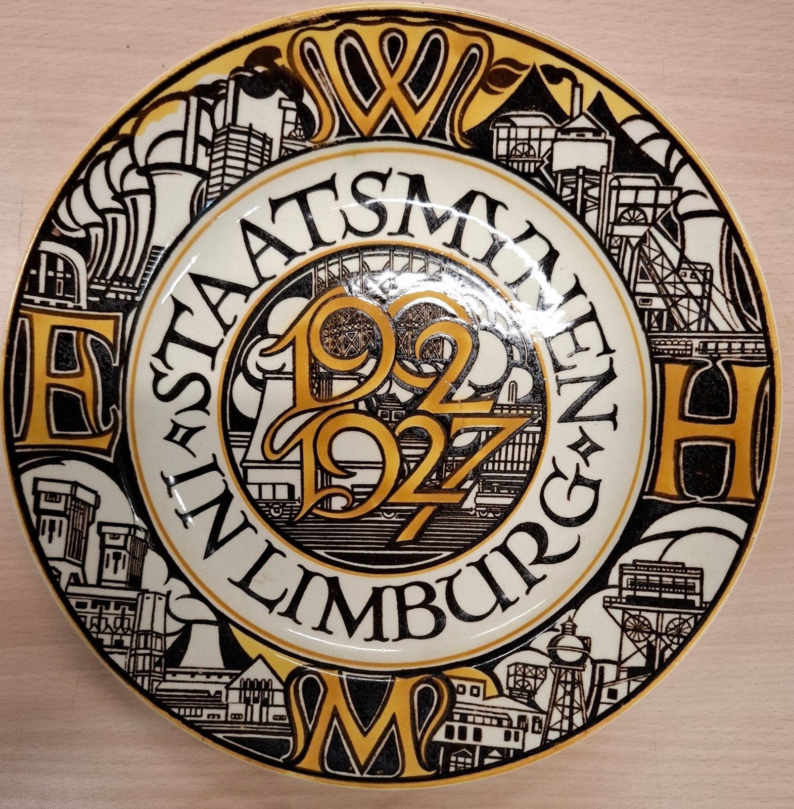 Wandbord Staatsmijnen - mijnwerker - mijnlamp, Ophalen of Verzenden