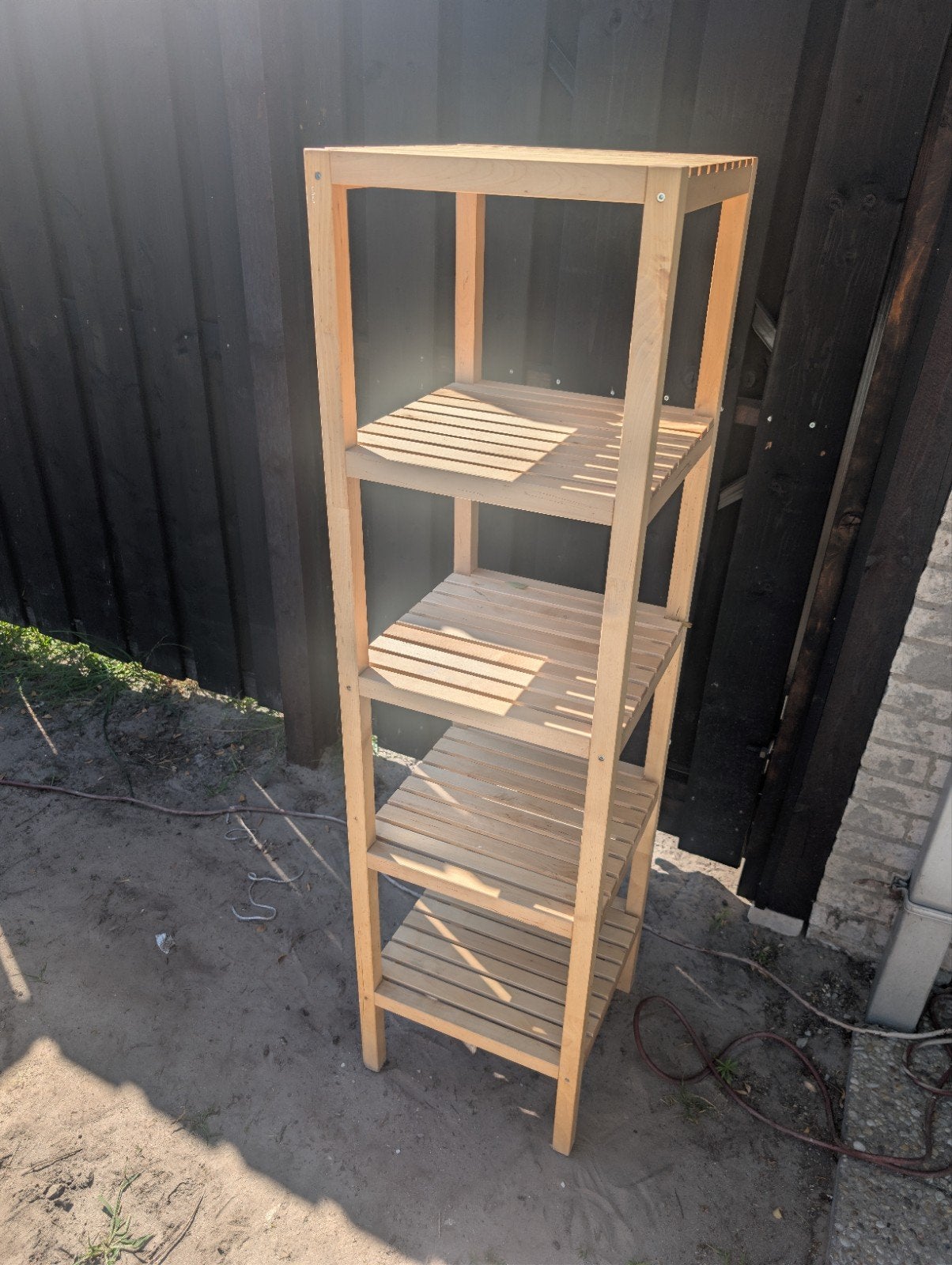 Houten badkamerrek 37x37x140cm - Ideaal voor handdoeken, Ophalen, (Half)hoge kast, Minder dan 50 cm, Gebruikt
