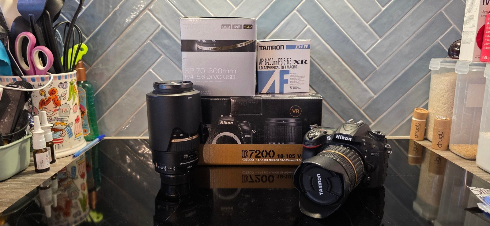 Nikon D7200 met 2 Tamron lenzen en batterij, Gebruikt, Spiegelreflex, Ophalen of Verzenden, Accu