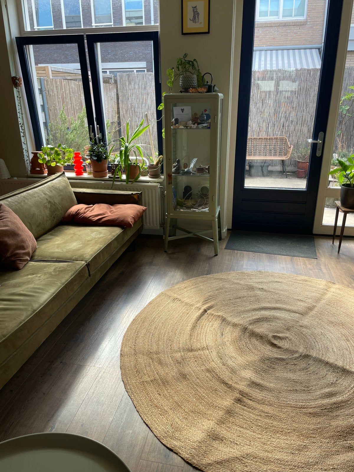 Rond jute vloerkleed - diameter 200 cm, Ophalen, Gebruikt, Bruin, Rond