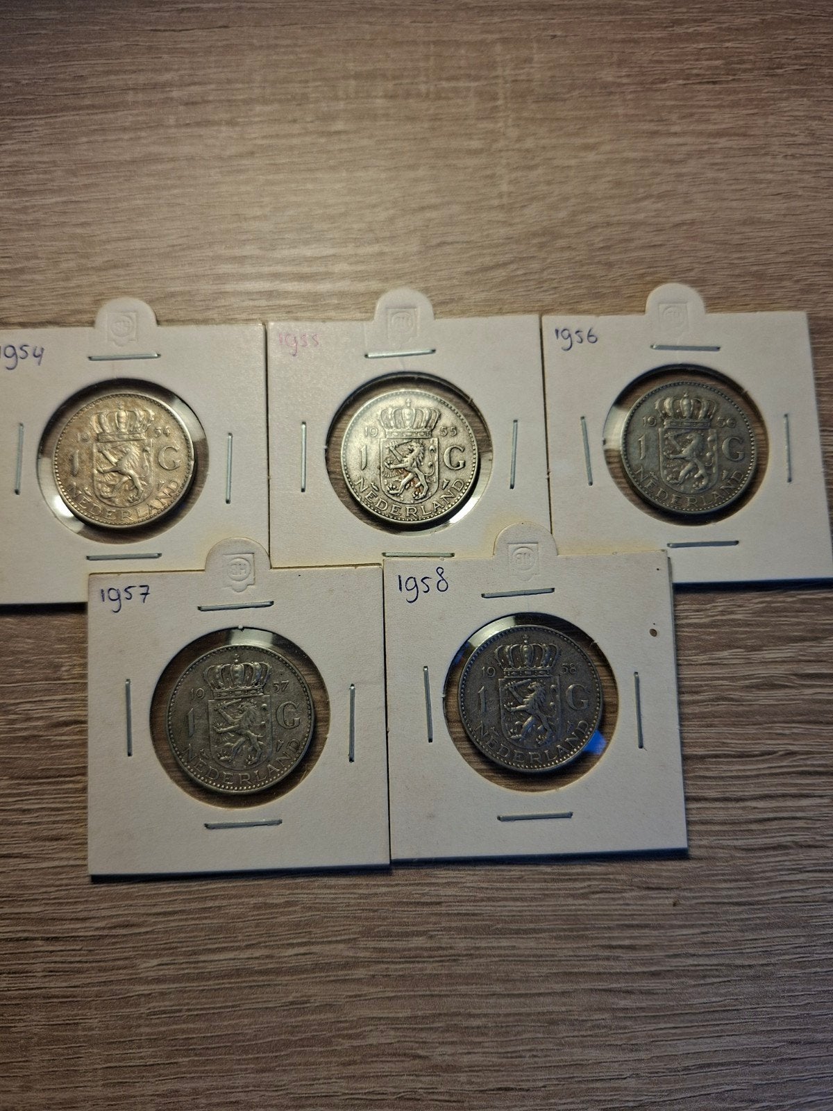 Nette serie guldens Juliana | 1954-1958, 1 gulden, Koningin Juliana, Setje, Zilver