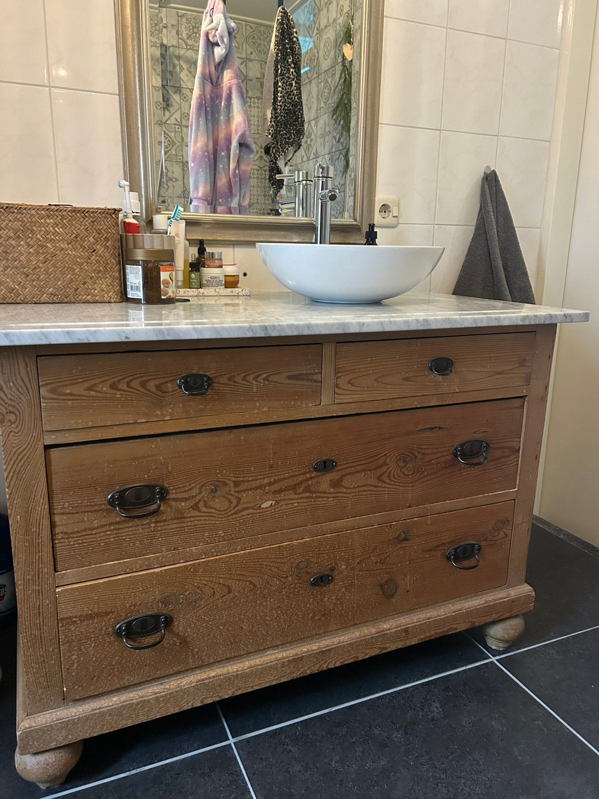 Complete badkamermeubel met marmeren blad, Ophalen, 50 tot 100 cm, Zo goed als nieuw, Minder dan 100 cm