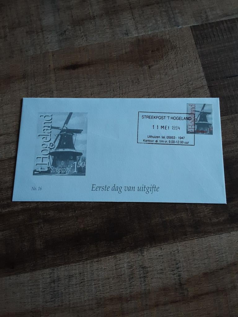 Streekpost Hogeland.  FDC.  Koren en Pelmolen " Eva" Usquert, Ophalen of Verzenden