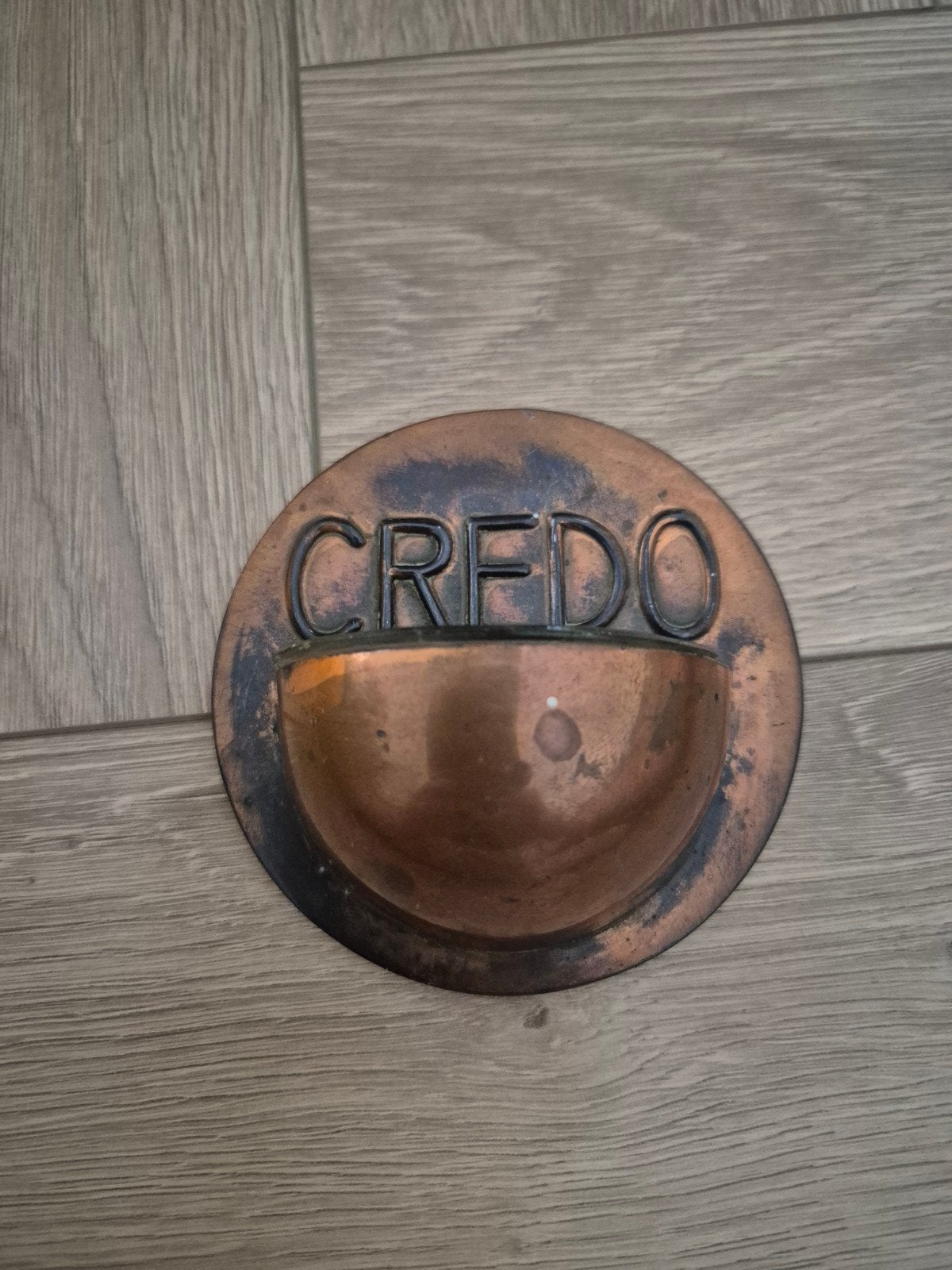 Vintage Koperen Credo Asbak met Glazen Inzet, Ophalen of Verzenden