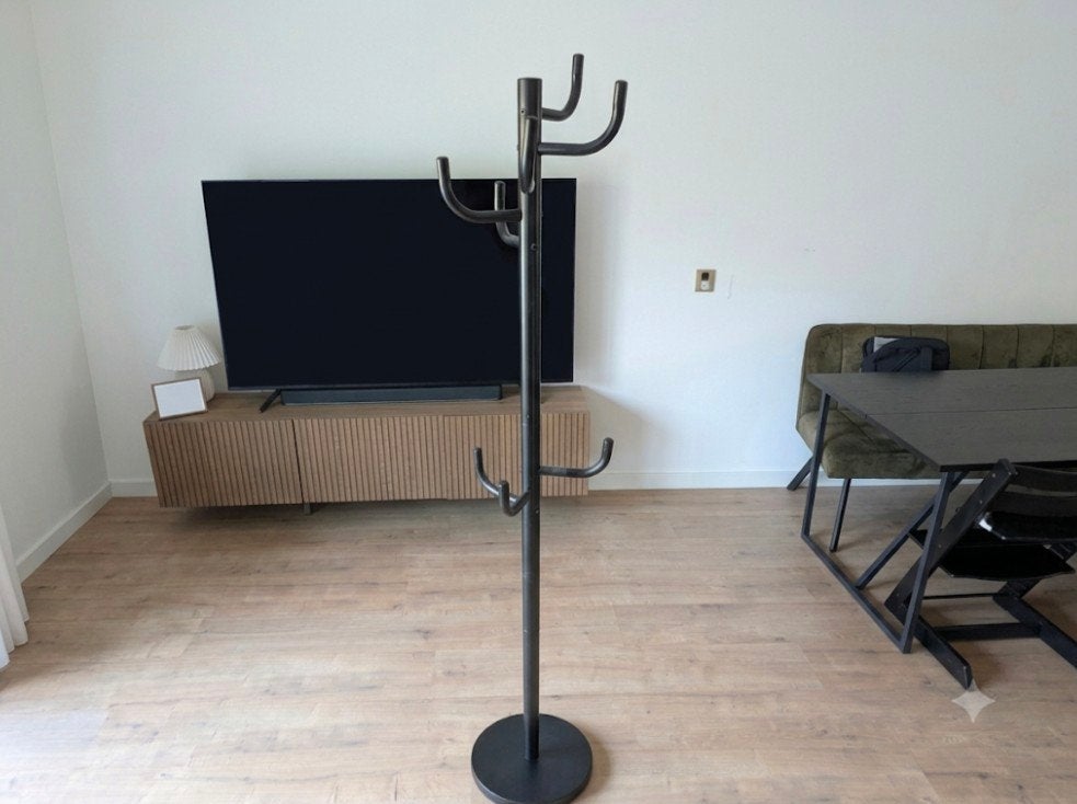 Zwarte staande kapstok met 6 haken, Ophalen, Gebruikt, Metaal, Staande kapstok