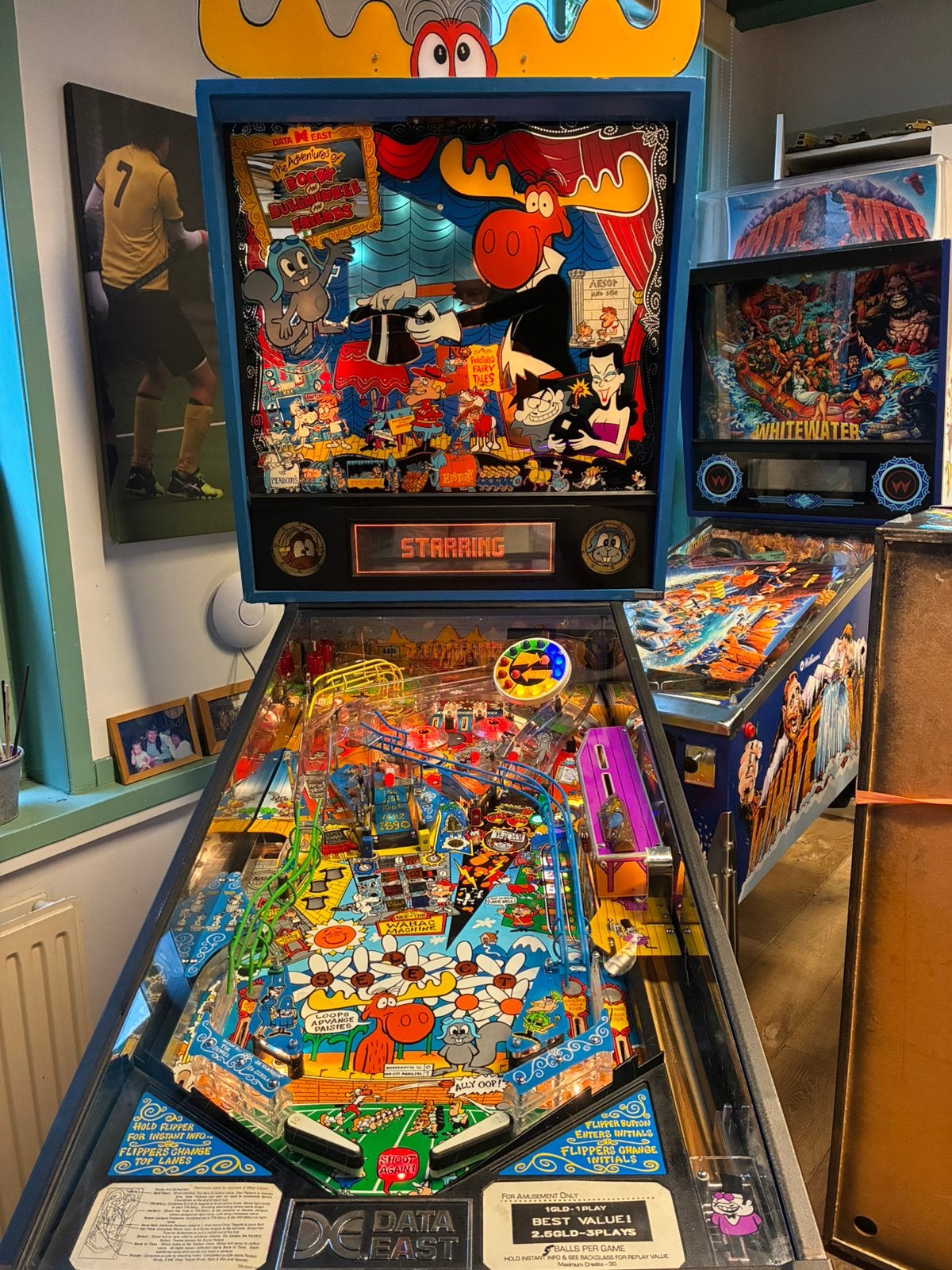 Te ruil/koop: Rocky the Buhlwinkle and Friends flipperkast, Verzamelen, Ophalen, Data East, Zo goed als nieuw, Dot-matrix