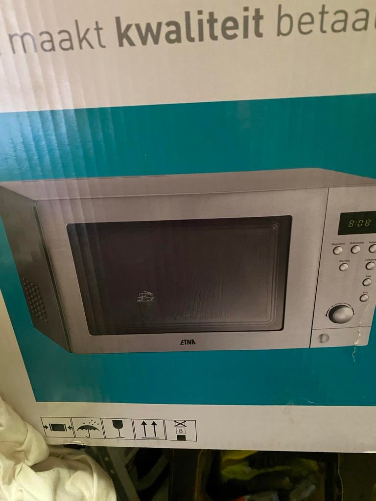 ETNA ECM243RVS Combi Magnetron Oven 25L RVS, Combimagnetron, Ophalen of Verzenden, Draaiplateau, Grill