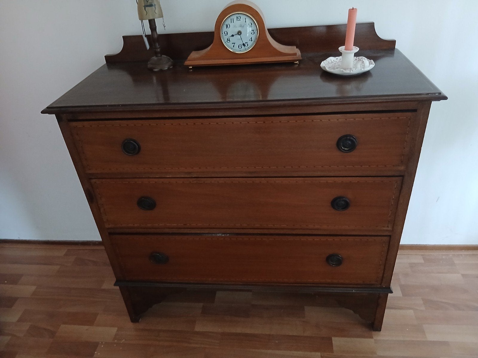 Antieke houten ladekast met 3 lades, Antiek en Kunst, Ophalen