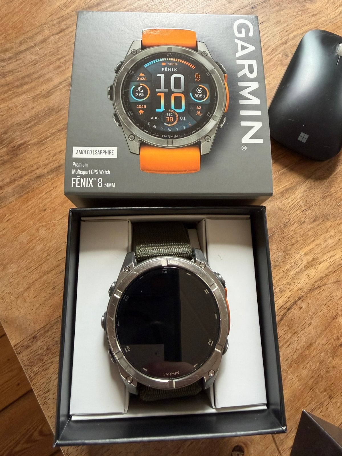 Garmin fenix 8 51 mm Pro saff, Ophalen, Gebruikt, Zwart, Waterdicht
