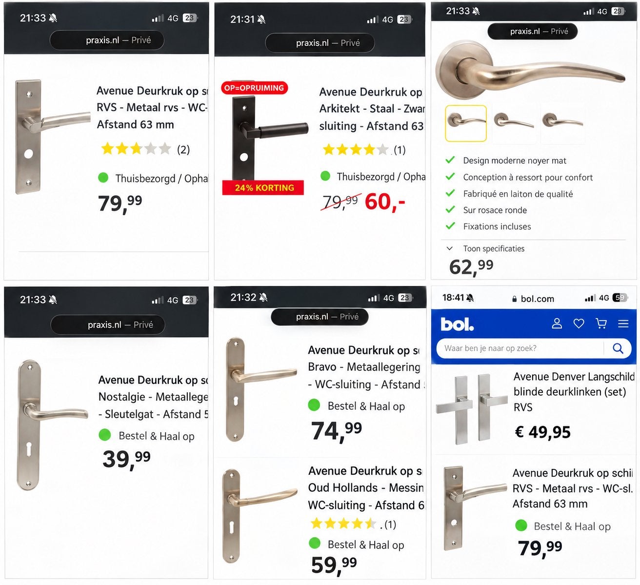 Uitzoeken! Spotprijzen alle deurbeslag €15 per stuk kwalitei, Ophalen of Verzenden, Zo goed als nieuw, Klink of Kruk