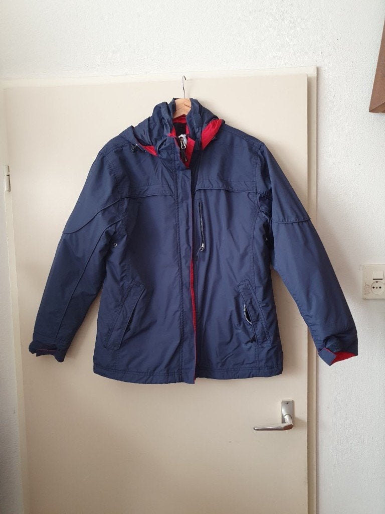 Blauw rode jas maat M John Cabot, Ophalen of Verzenden, Gedragen, Blauw