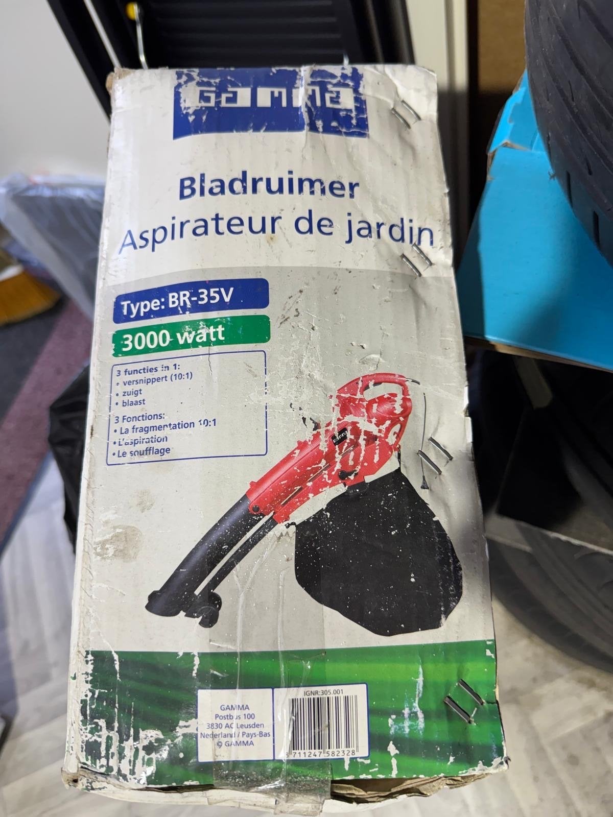 Gamma Bladruimer BR-35V 3000W - Nieuwstaat, doos beschadigd, Ophalen, Handgedragen, Zo goed als nieuw, Met opvangzak