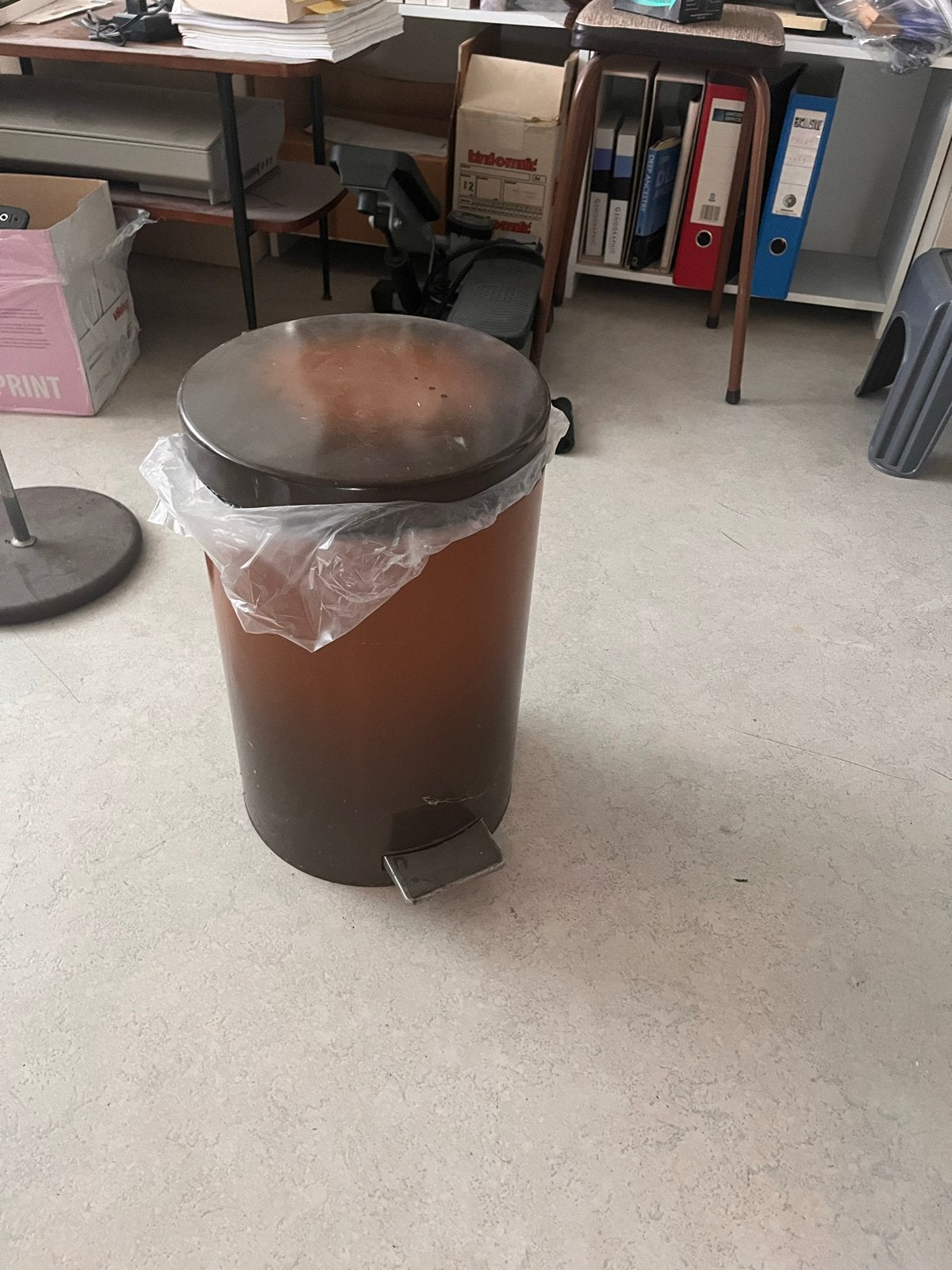 Vintage Brabantia Pedaalemmer - Bruin/Oranje, Huis en Inrichting, Woonaccessoires | Prullenbakken, Ophalen, 50 – 75, Gebruikt