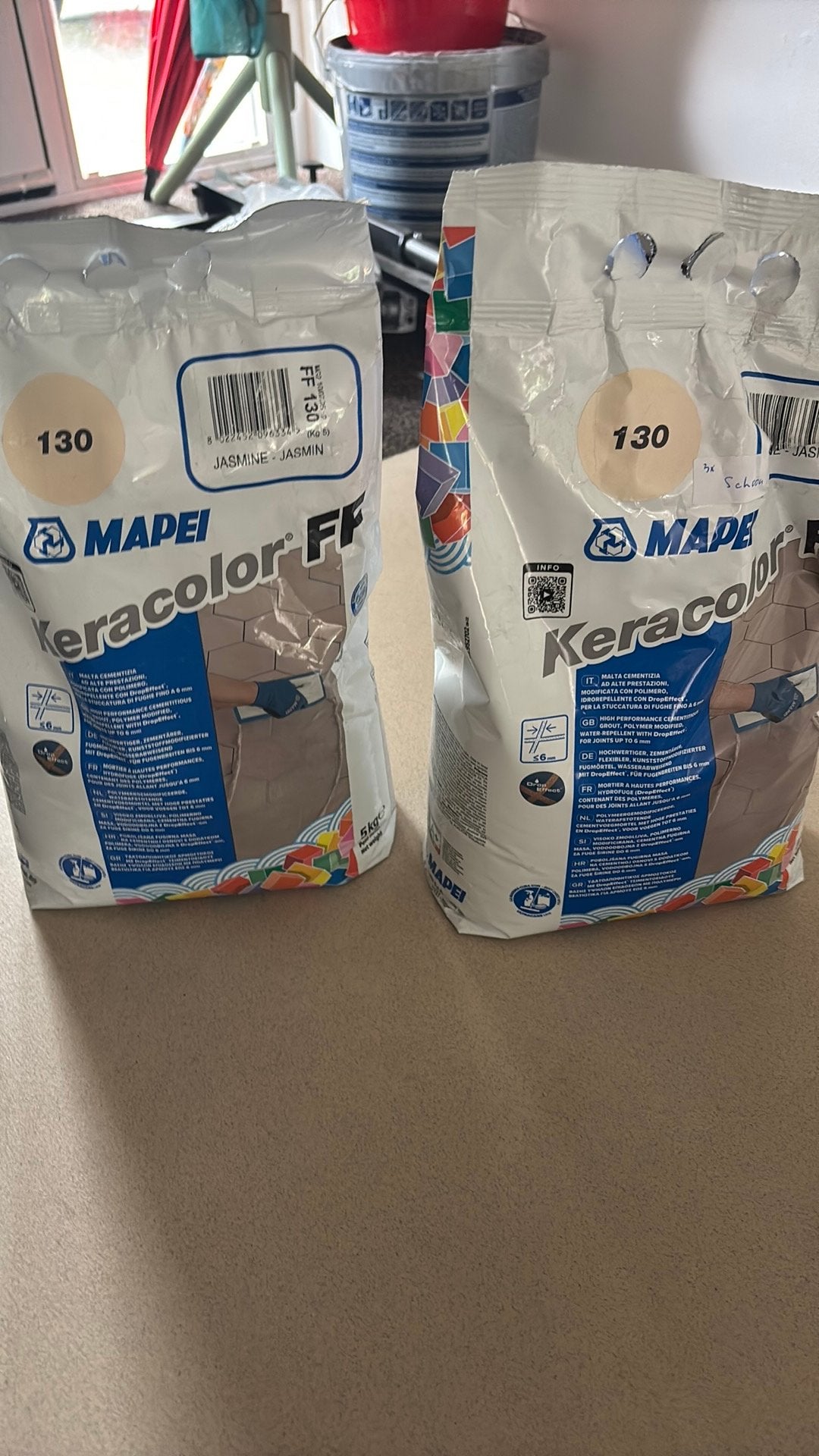 Mapei Keracolor FF Voegmortel 2x5kg - Jasmijn (130), Doe-het-zelf en Verbouw, Ophalen, Overige typen, Nieuw, Minder dan 20 cm