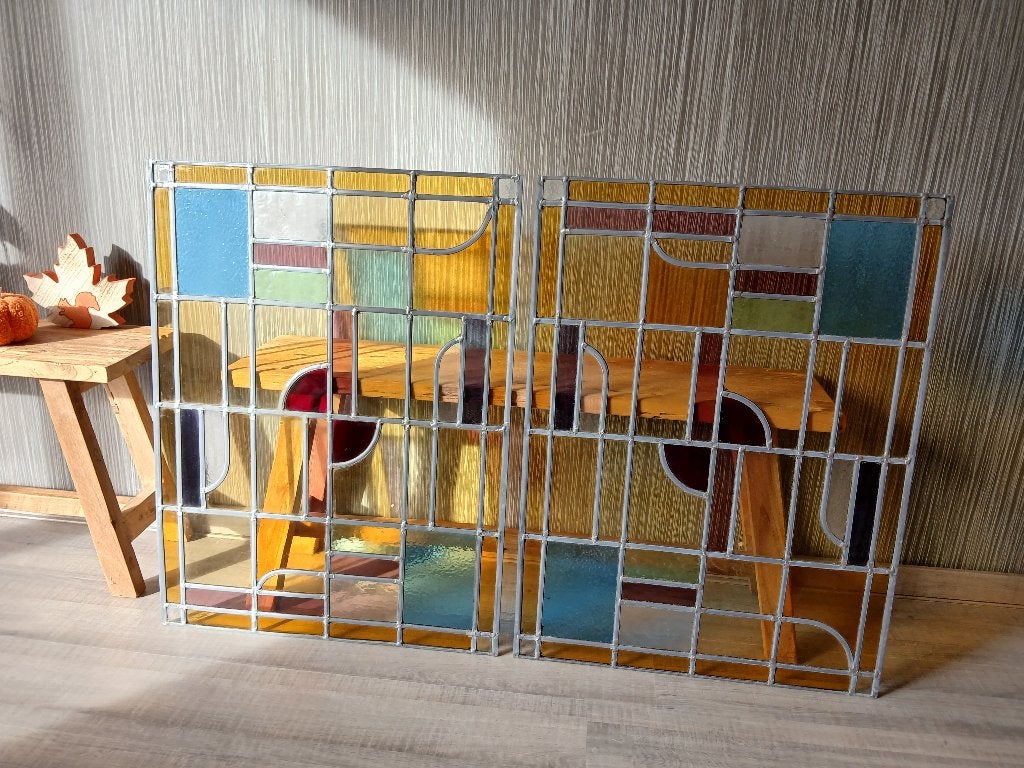 Glas in lood ramen, Ophalen, Gevelraam of Ruit, Gebruikt, Minder dan 80 cm