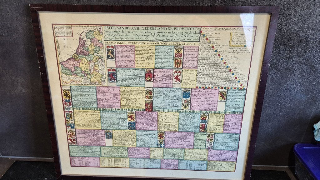 Tafel vande XVII Nederlandze Provincien, ingelijst. 8C10, Ophalen of Verzenden