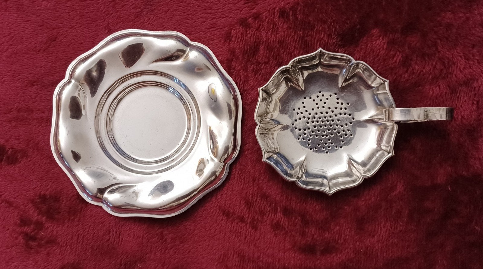Antieke Gero 90 Verzilverde Theezeef met Lekbakje – Art Deco, Antiek en Kunst, Ophalen of Verzenden