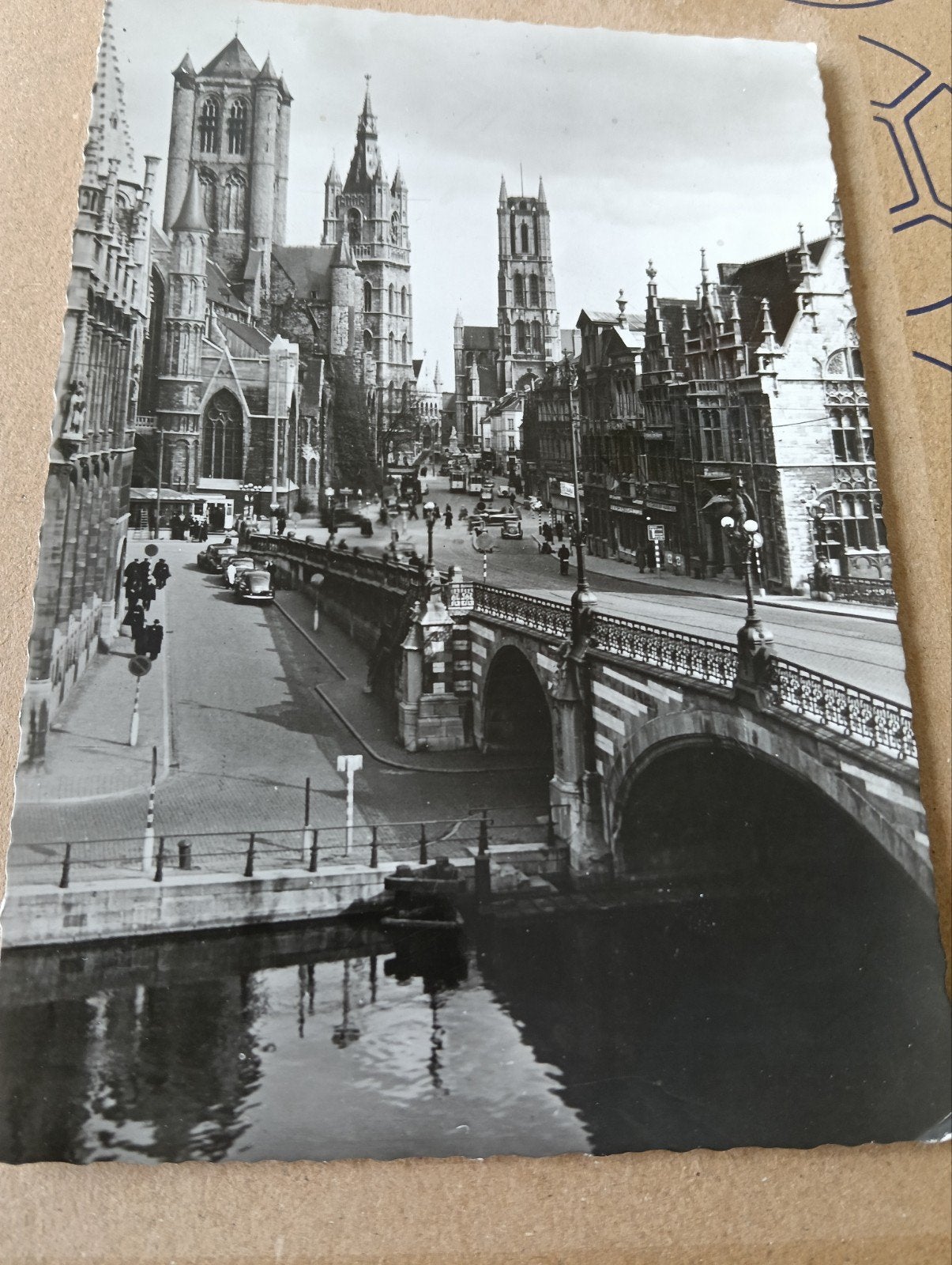 Oude Postkaart Gent, St. Michielshelling met panorama, Ophalen of Verzenden, 1940 tot 1960, Gelopen, Oost-Vlaanderen