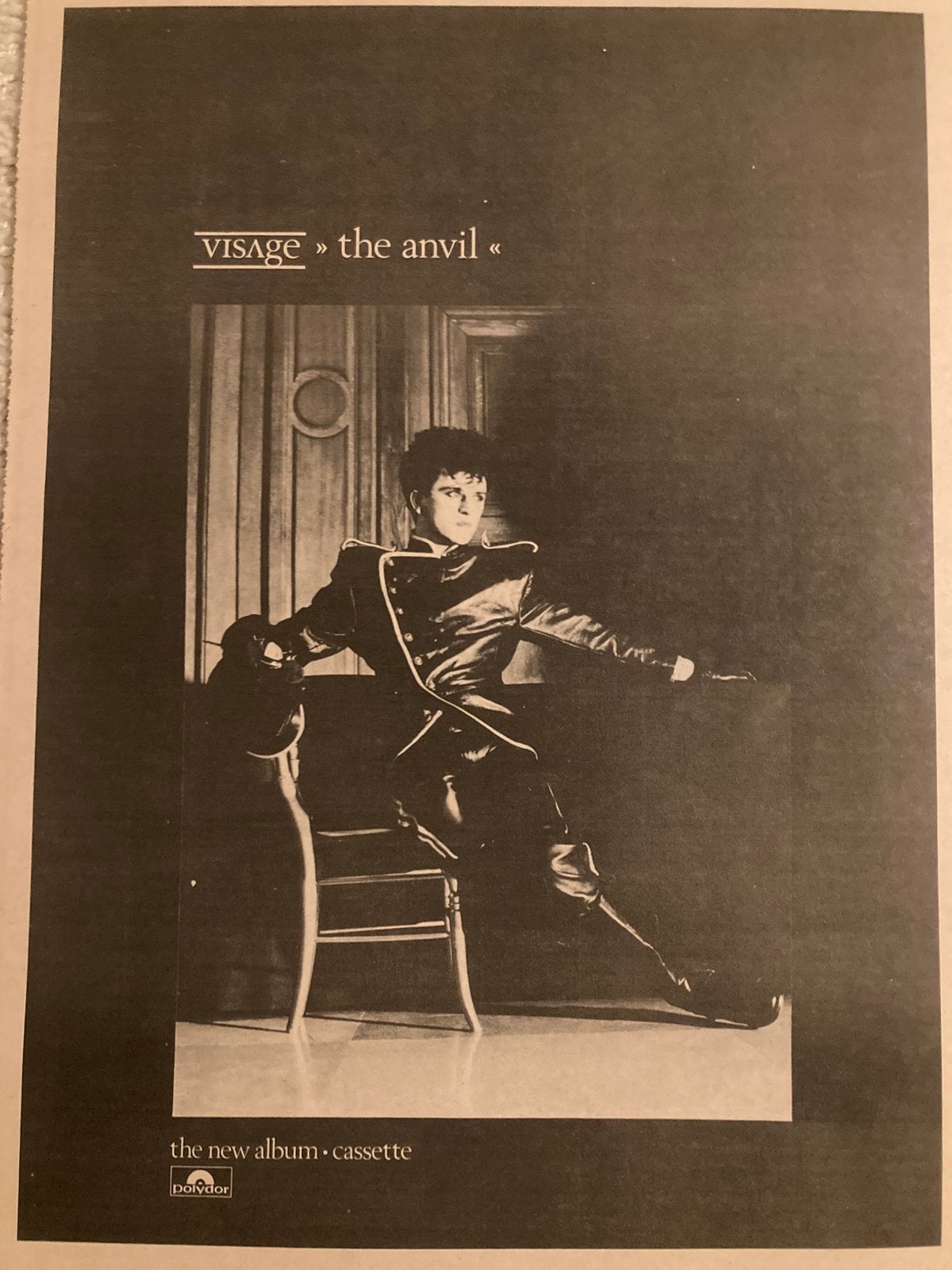 VISAGE The Anvil A3 advertentie, Ophalen of Verzenden, Zo goed als nieuw