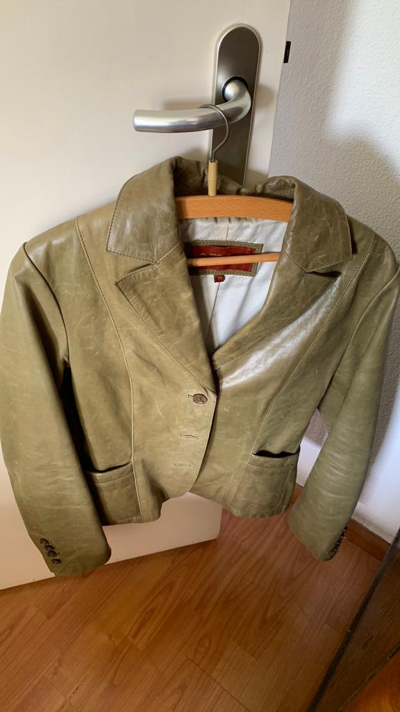 Groen lederen colbert, Kleding | Dames, Ophalen of Verzenden, Zo goed als nieuw, Maat 36 (S), Groen