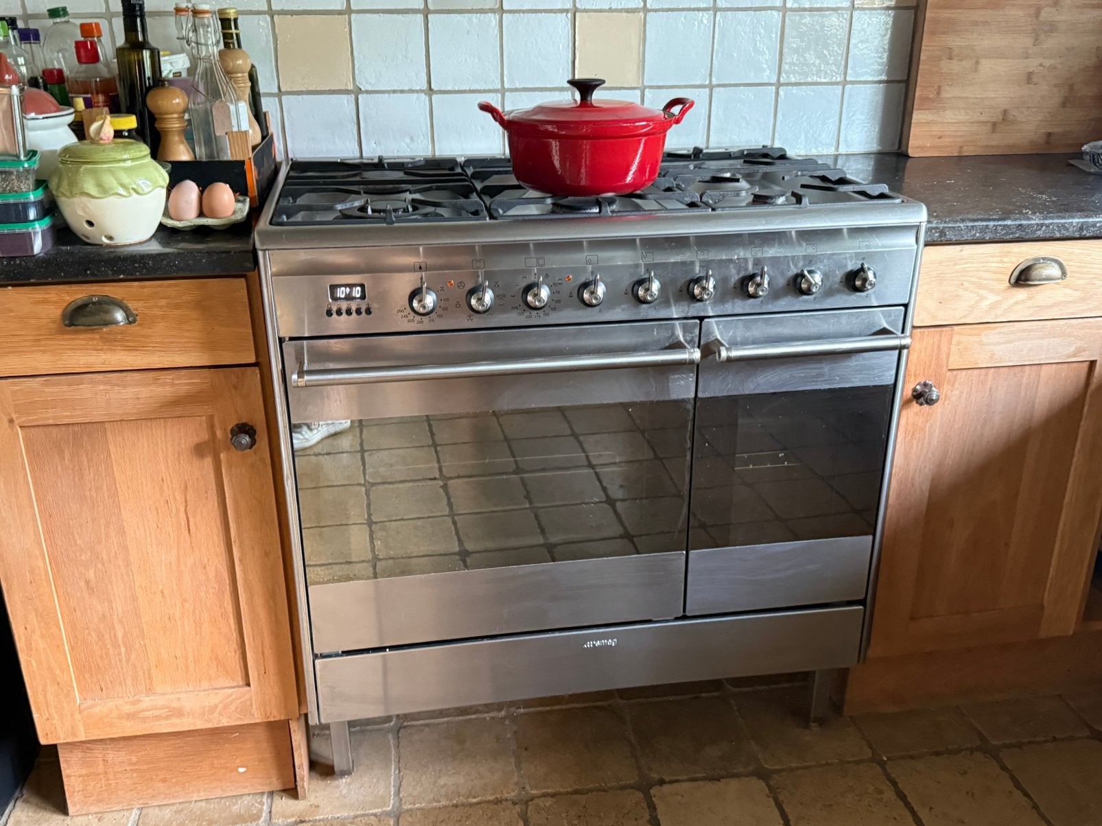 Prima SMEG gasfornuis 90cm met dubbele oven, Ophalen, Gebruikt, 60 cm of meer, Gas