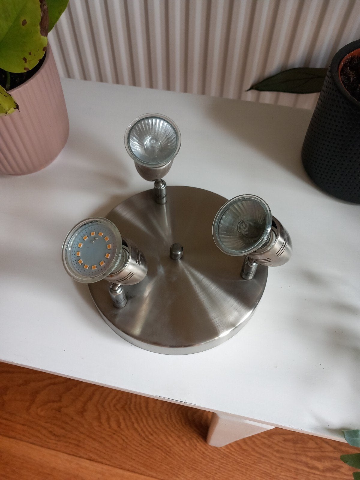 Plafondlamp plafondspots spotjes lamp, Ophalen of Verzenden, Zilver, Gebruikt, Plafondspot