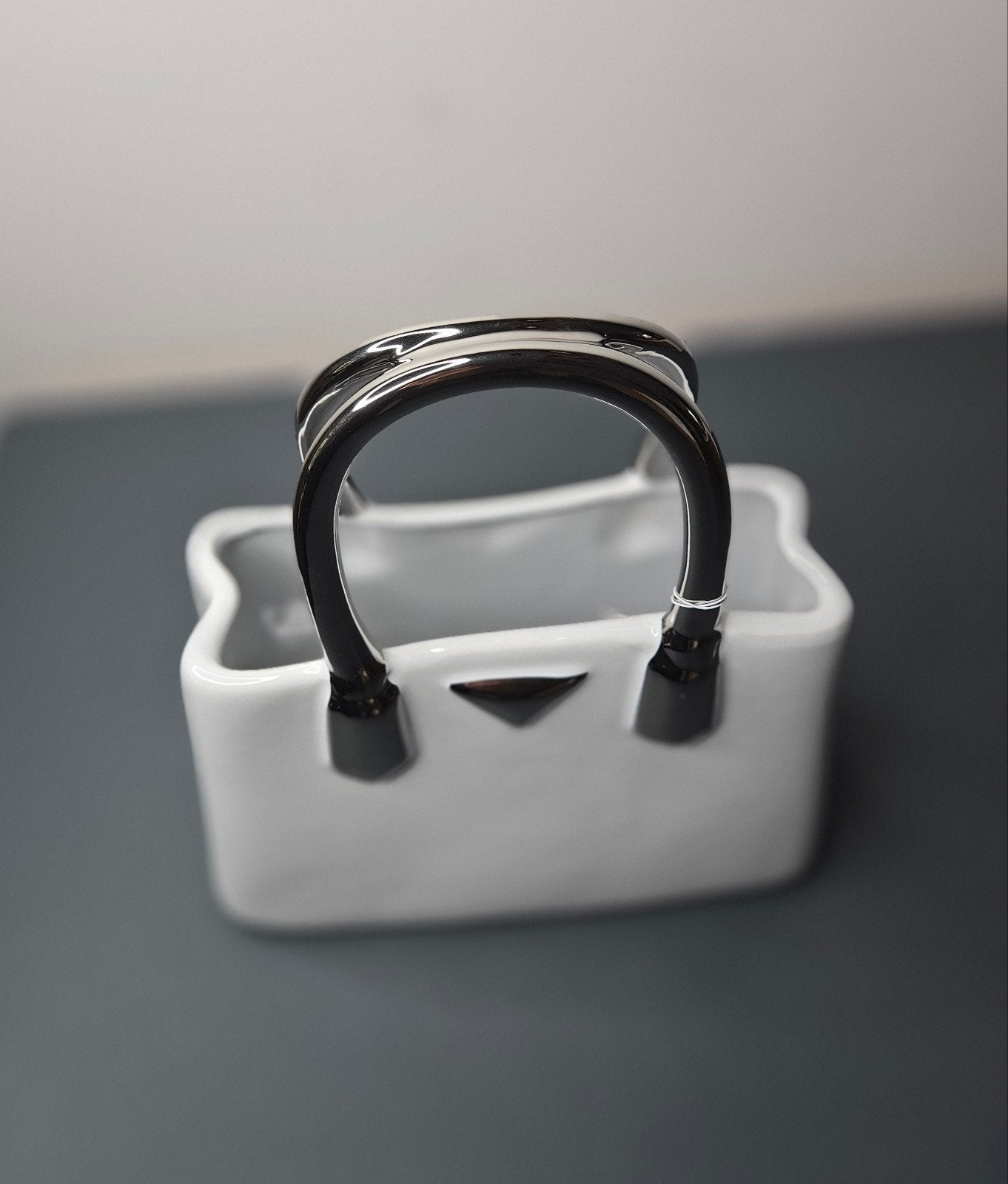 Vaas Handbag „Milano“ wit,zilver H.25.5cm, Gilde Handwerk, Export@Gildehandwerk.com, Wit, 25 cm