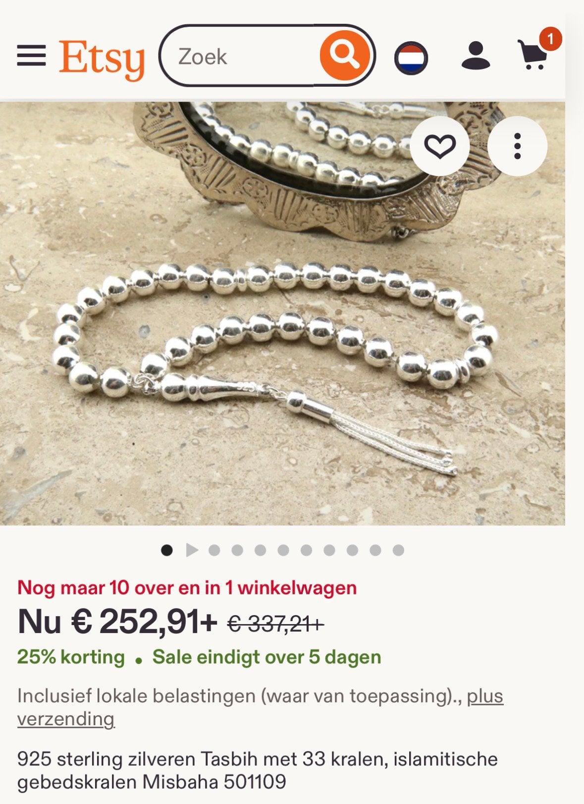 Exclusieve 925 Sterling Zilveren Tesbih, Ophalen of Verzenden, Nieuw, Zilver, Met bedels of kralen