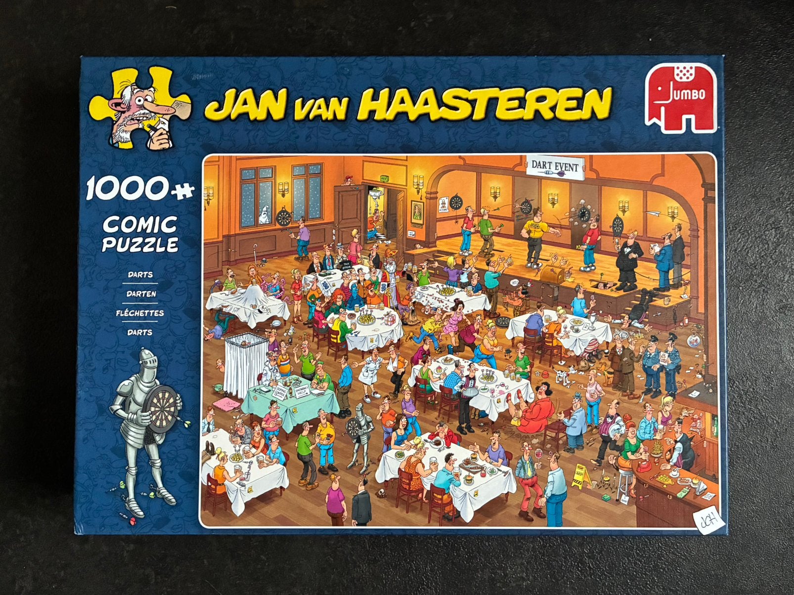 Puzzel Jan van Haasteren darts 1000 stukjes, Ophalen of Verzenden, 500 t/m 1500 stukjes, Zo goed als nieuw, Legpuzzel