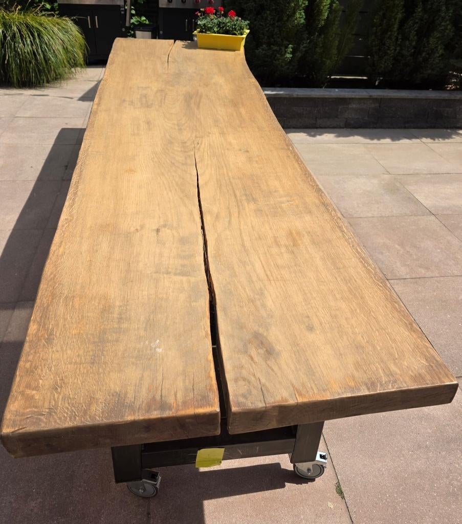 Massieve boomstam tafel, Huis en Inrichting, Tafels | Eettafels, Ophalen, Gebruikt, 200 cm of meer, 50 tot 100 cm